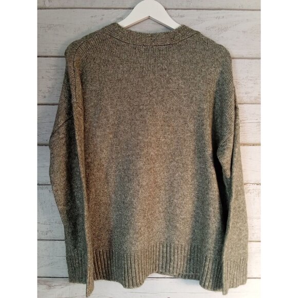 Ella Moss Women's Relaxed Boyfriend Fit Button-Up Cardigan, Green/Gray Small - Picture 2 of 11